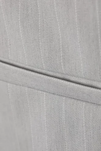 Low Waisted Mini Suiting Skirt – Light Grey – Pinstripe