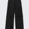 Low Waisted Zip-Off Suit Trousers – Black