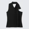 Lyocell One-Shoulder Tie Top – Black