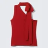Lyocell One-Shoulder Tie Top – Red
