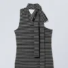 Lyocell One-Shoulder Tie Top – Striped Grey