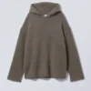 Marla Oversized Soft Knit Hoodie – Dark Mole