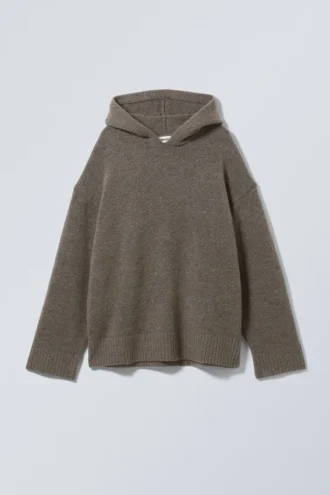 Marla Oversized Soft Knit Hoodie – Dark Mole