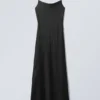 Maxi Satin Slip Dress – Black