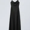 Maxi Satin Slip Dress – Black