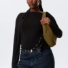 Medium Rounded Shoulder Bag – Dark Khaki Green
