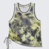 Mesh Drawstring Tank Top – Dark Floral
