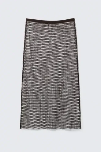 Mesh Midi Skirt – Dark Brown