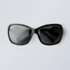 Metal Detailed Oval Sunglasses – Black