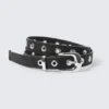 Metal Eyelet Faux Leather Belt – Black