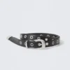 Metal Eyelet Faux Leather Belt – Black – Silver Buckle