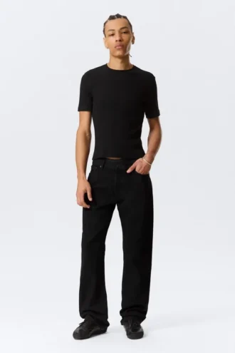 Meteor Low Rise Relaxed Straight Jeans – Black Rinse – Black