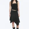 Mid Rise Asymmetric Jersey Skirt – Black