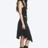 Mid Rise Asymmetric Jersey Skirt – Black
