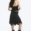 Mid Rise Asymmetric Jersey Skirt – Black