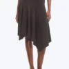 Mid Rise Asymmetric Jersey Skirt – Dark Brown