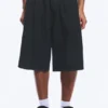 Mid Rise Baggy Pleated Denim Shorts – Emerald Rinse – Dark Blue