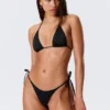 Mid Rise Brazilian Tie Bikini Bottoms – Black