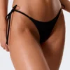 Mid Rise Brazilian Tie Bikini Bottoms – Black