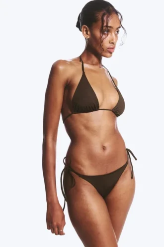 Mid Rise Brazilian Tie Bikini Bottoms – Dark Brown
