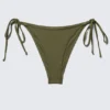 Mid Rise Brazilian Tie Bikini Bottoms – Dark Green – Shimmer