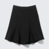 Mid Rise Flared Midi Skirt – Black