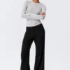 Mid Rise Flared Suiting Trousers – Black
