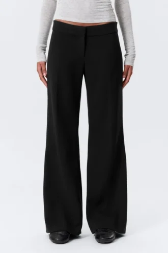 Mid Rise Flared Suiting Trousers – Black