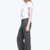 Mid Rise Flared Suiting Trousers – Dark Grey Melange