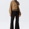 Mid Rise Flared Zip-Up Trousers – Black