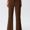 Mid Rise Flared Zip-Up Trousers – Brown