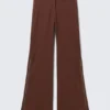 Mid Rise Flared Zip-Up Trousers – Brown