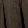 Mid-Rise Frayed Pleated Maxi Skirt – Dark Grey