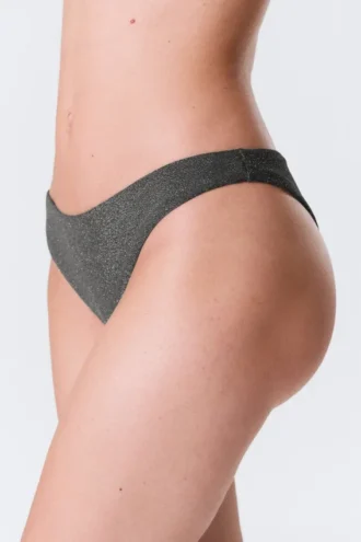 Mid-Rise Glitter Brazilian Bikini Bottoms – Grey – Glitter