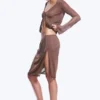 Mid Rise Knitted Midi Skirt – Brown