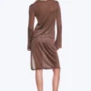 Mid Rise Knitted Midi Skirt – Brown