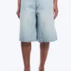 Mid Rise Loose Dart Detailed Denim Shorts – Dream Blue – Light Blue