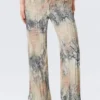 Mid Rise Loose Flounce Trousers – Beige – Snakeskin Pattern