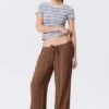 Mid Rise Loose Flounce Trousers – Brown