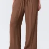Mid Rise Loose Flounce Trousers – Brown