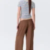 Mid Rise Loose Flounce Trousers – Brown