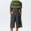 Mid Rise Loose Knee-Length Cargo Shorts – Navy Camo