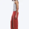 Mid Rise Loose Straight Leg Sweatpants – Red