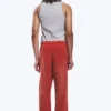 Mid Rise Loose Straight Leg Sweatpants – Red