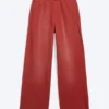 Mid Rise Loose Straight Leg Sweatpants – Red