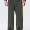 Mid Rise Loose Straight Leg Velour Track Pants – Dark Grey