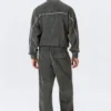 Mid Rise Loose Straight Leg Velour Track Pants – Dark Grey