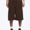 Mid Rise Loose Suiting Shorts – Dark Brown