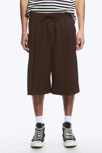 Mid Rise Loose Suiting Shorts – Dark Brown