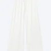 Mid Rise Loose Wide Leg Lyocell Trousers – White